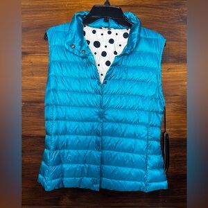 NWT C Studio Club Blue Puffer Vest Button Down